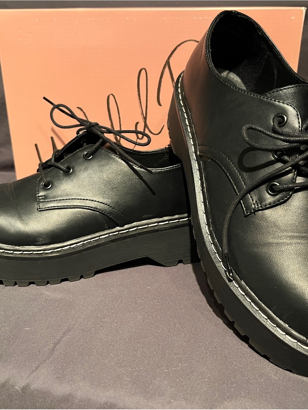 Wild Pair Black Platform Lace-Up Oxfords